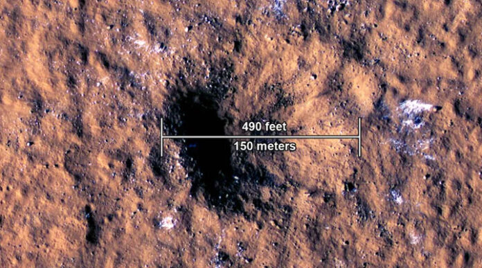 Largest meteor strikes and impact craters on Mars have been recorded by NASA spacecraft