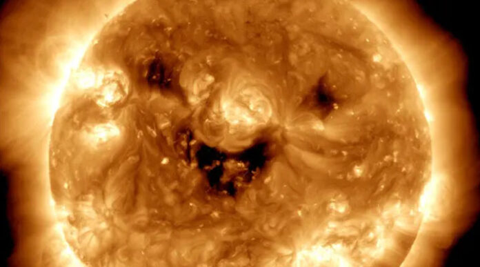 NASA captures a sun that appears to be smiling